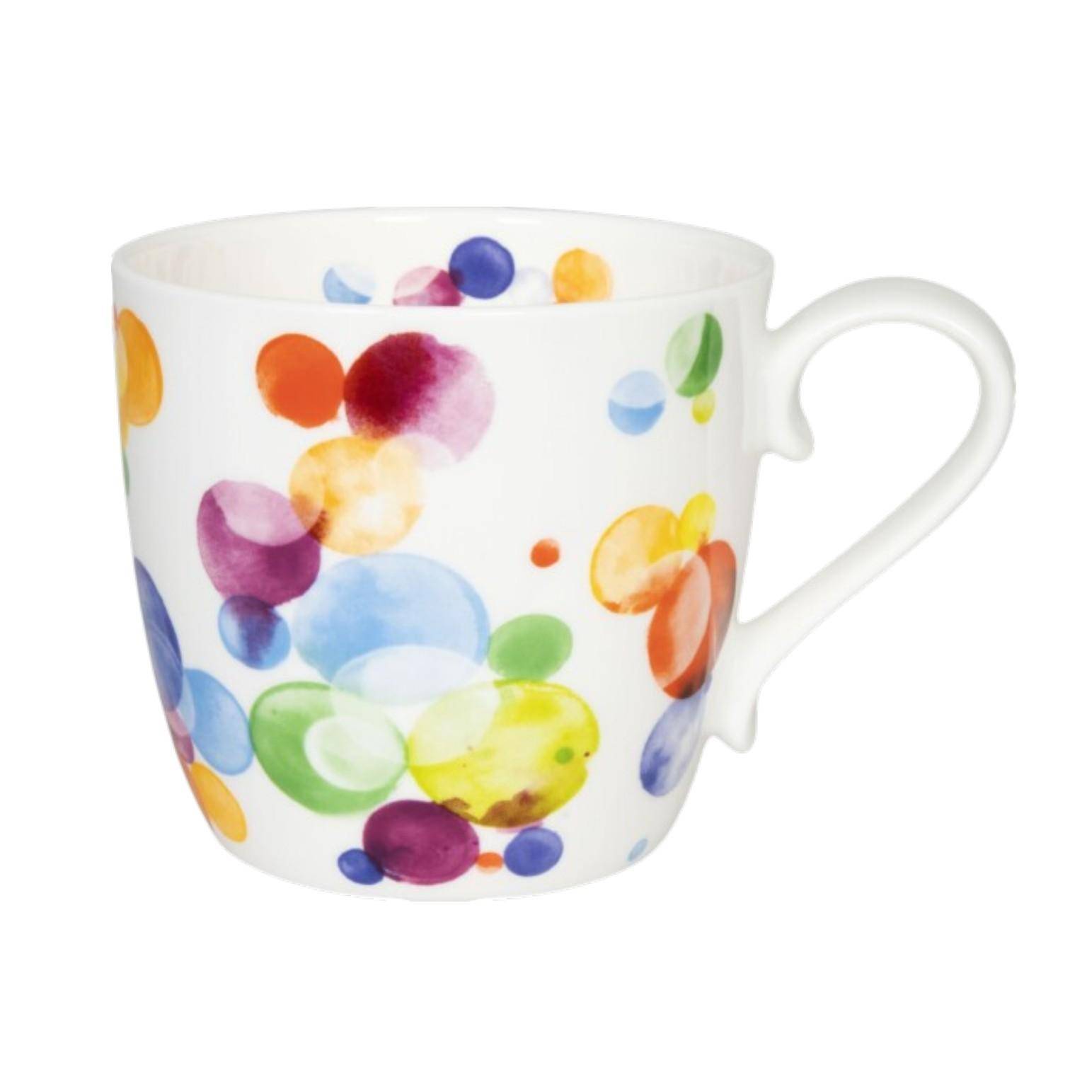 Könitz Bone China Becher Colourful Cast 450 ml mit bunten Aquarellblasen in verschiedenen Farben