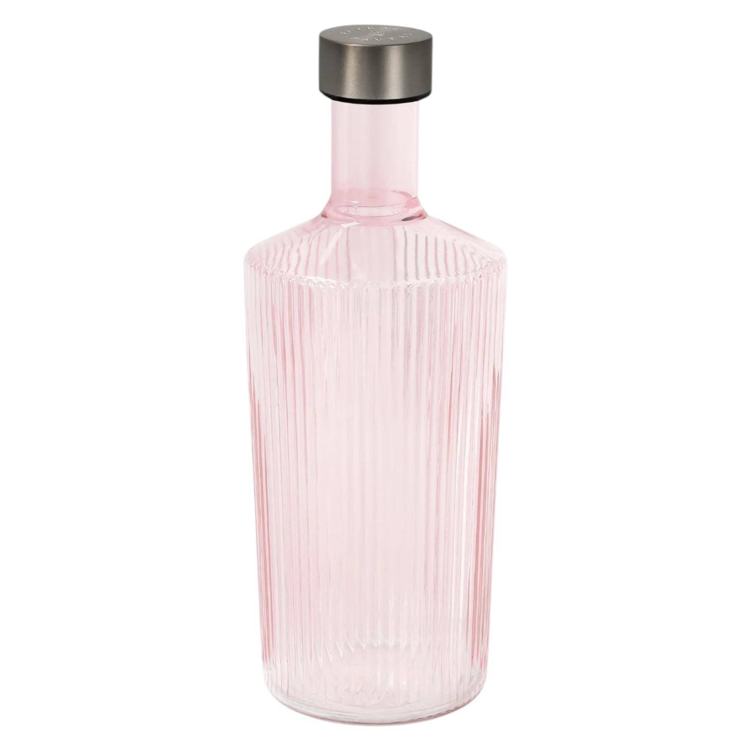 Paveau Ribbed Wasserflasche aus geriffeltem Glas mit Edelstahlverschluss in stilvollem Design.