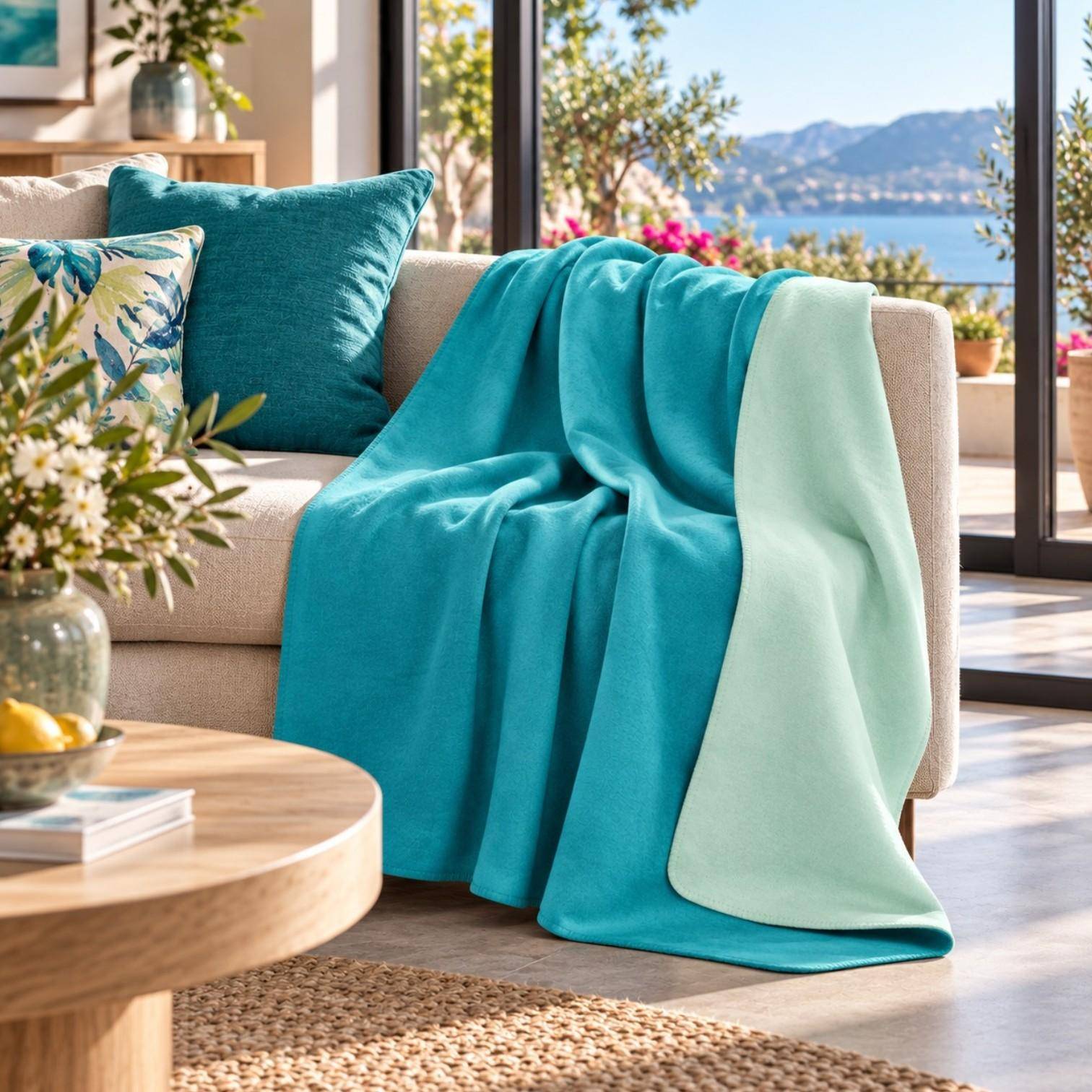Pad Decke Hobart in Turquoise-Mint 150 x 200 cm