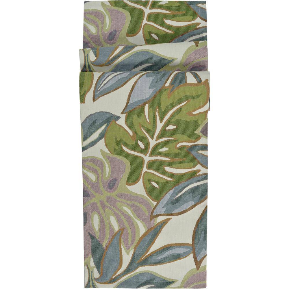 Sander table and home Tischläufer Selva mit floralem Jacquardgewebe und Monstera-Blättern in Pastellfarben