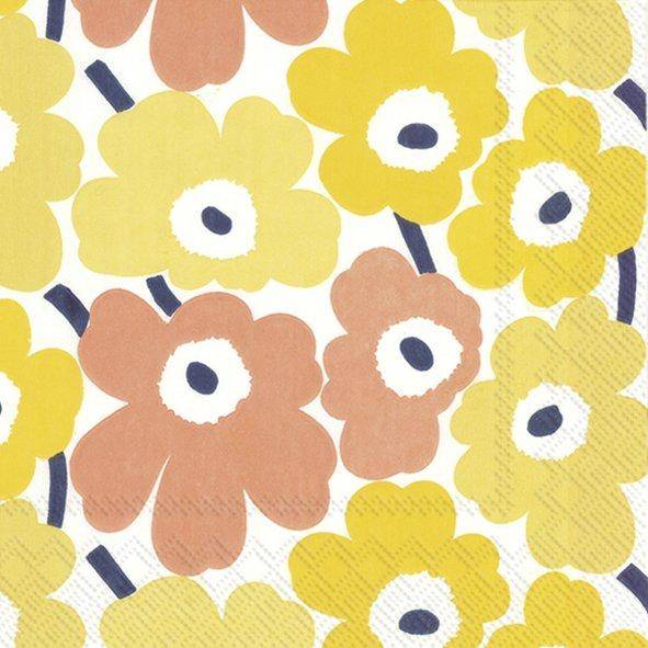 ihr Cocktail Servietten Marimekko Mini Unikko Yellow 25 x 25 cm