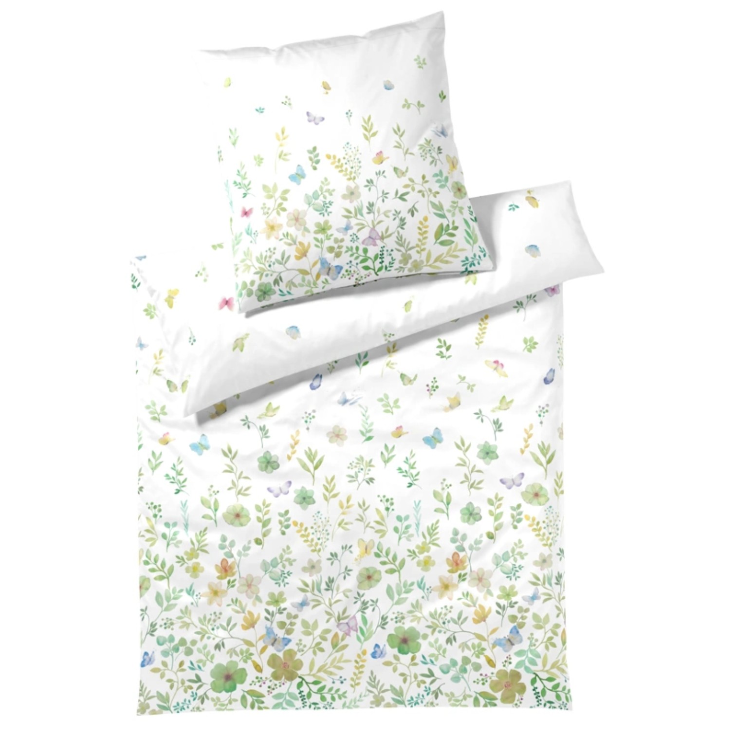 Elegante Comfort Satin Bettwäsche Spring Fling Grün 135 x 200 cm
