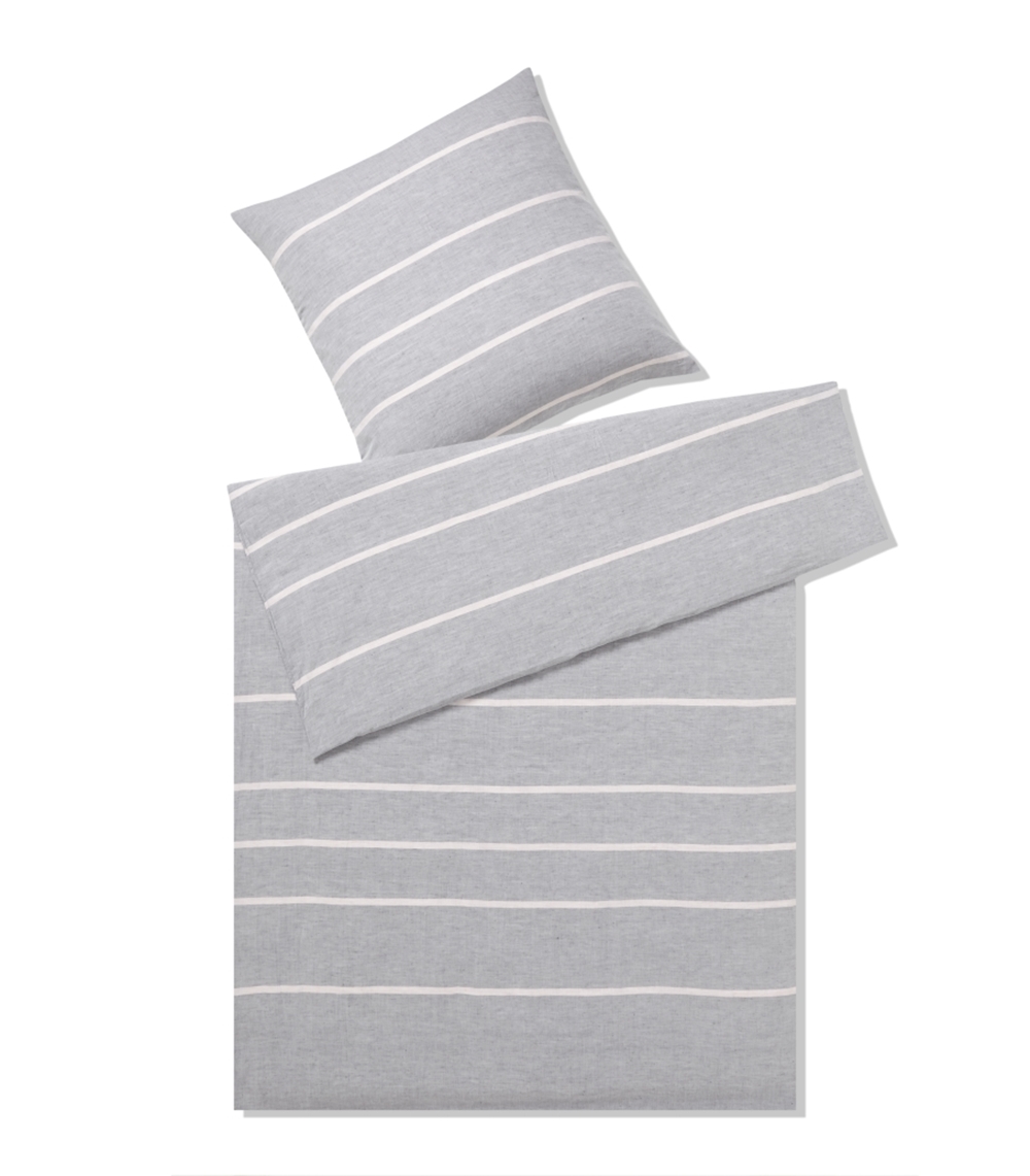 Elegante Halbleinen Kissenhülle zur Bettwäsche Relax Grau-Rose 40 x 80 cm