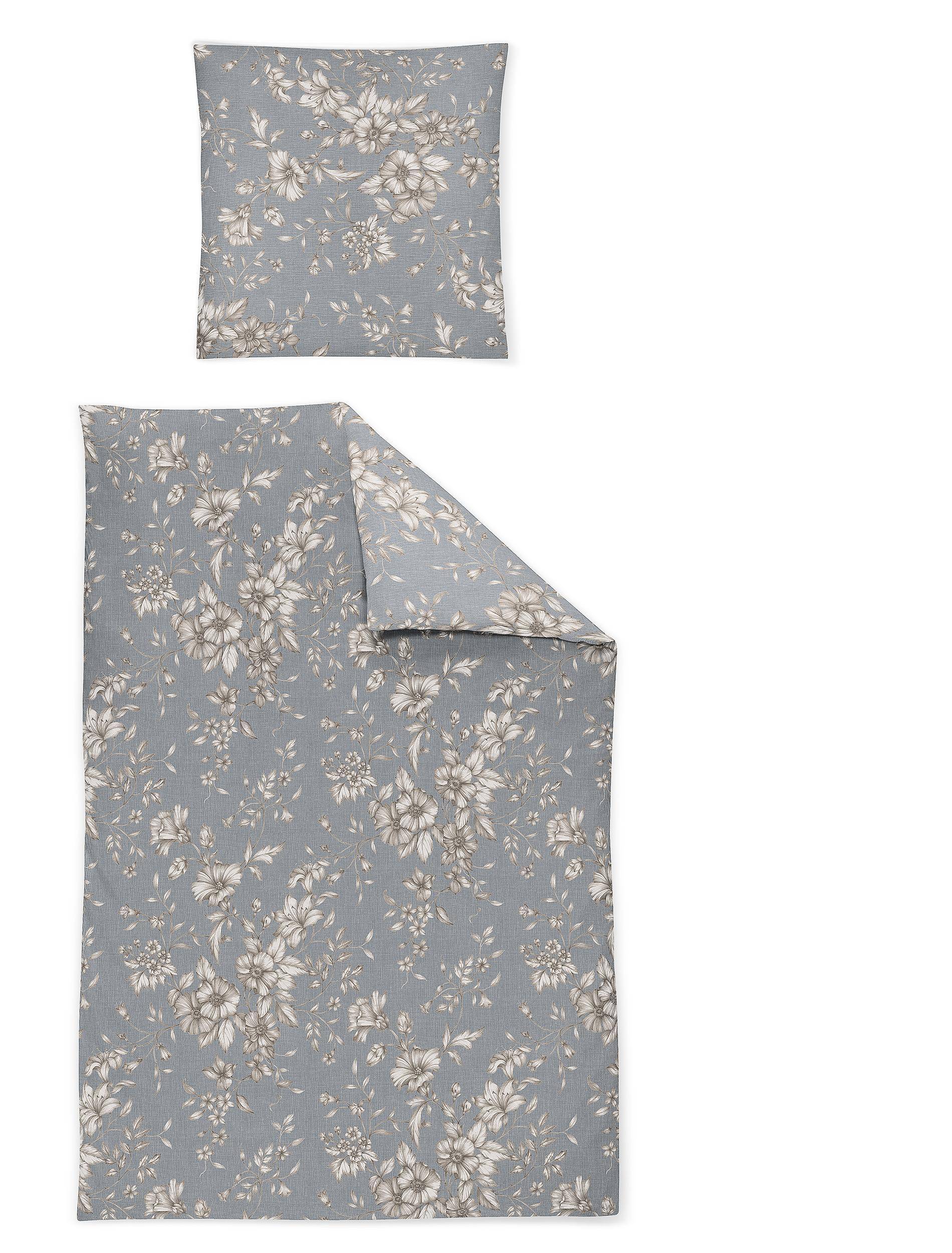 Irisette Feinbiber Bettwäsche Marlies Blau 155 x 220 cm