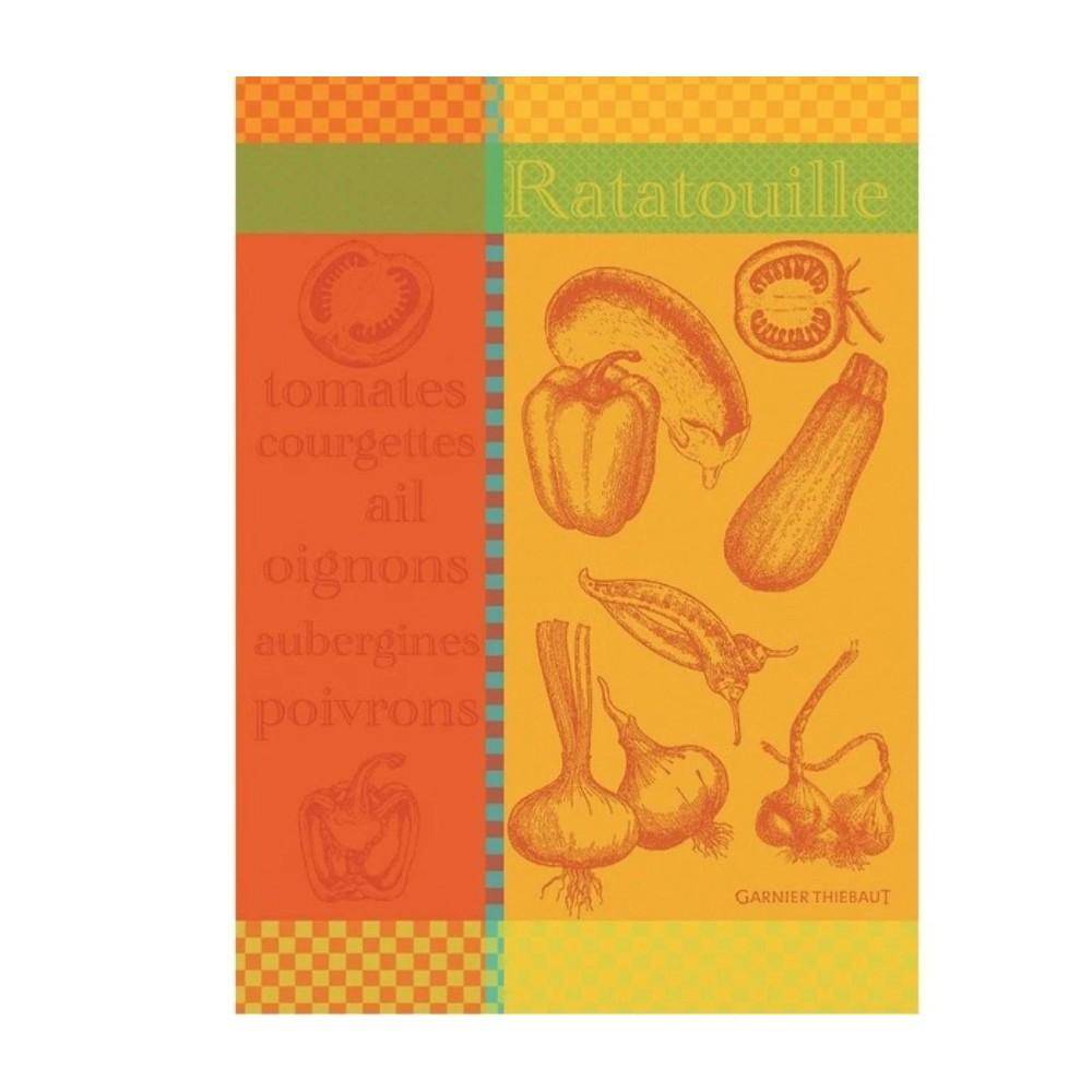 Garnier Thiebaut Geschirrtuch Ratatouille – französisches Geschirrtuch mit Gemüsemotiv in Orange 50x70 cm