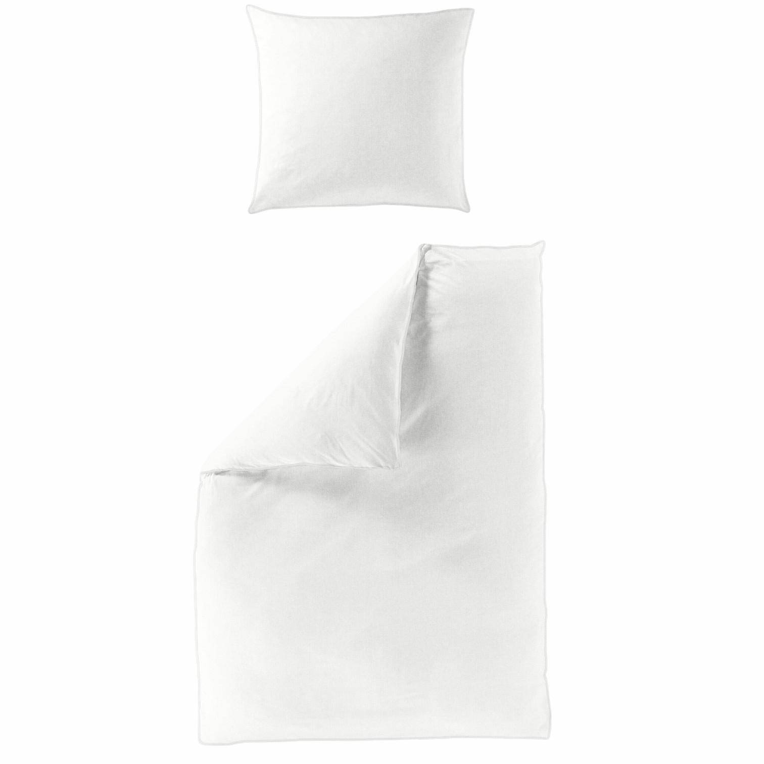 Bierbaum Wohnen Renforcé Bettwäsche in der Farbe Weiß - Set aus 100% Baumwolle