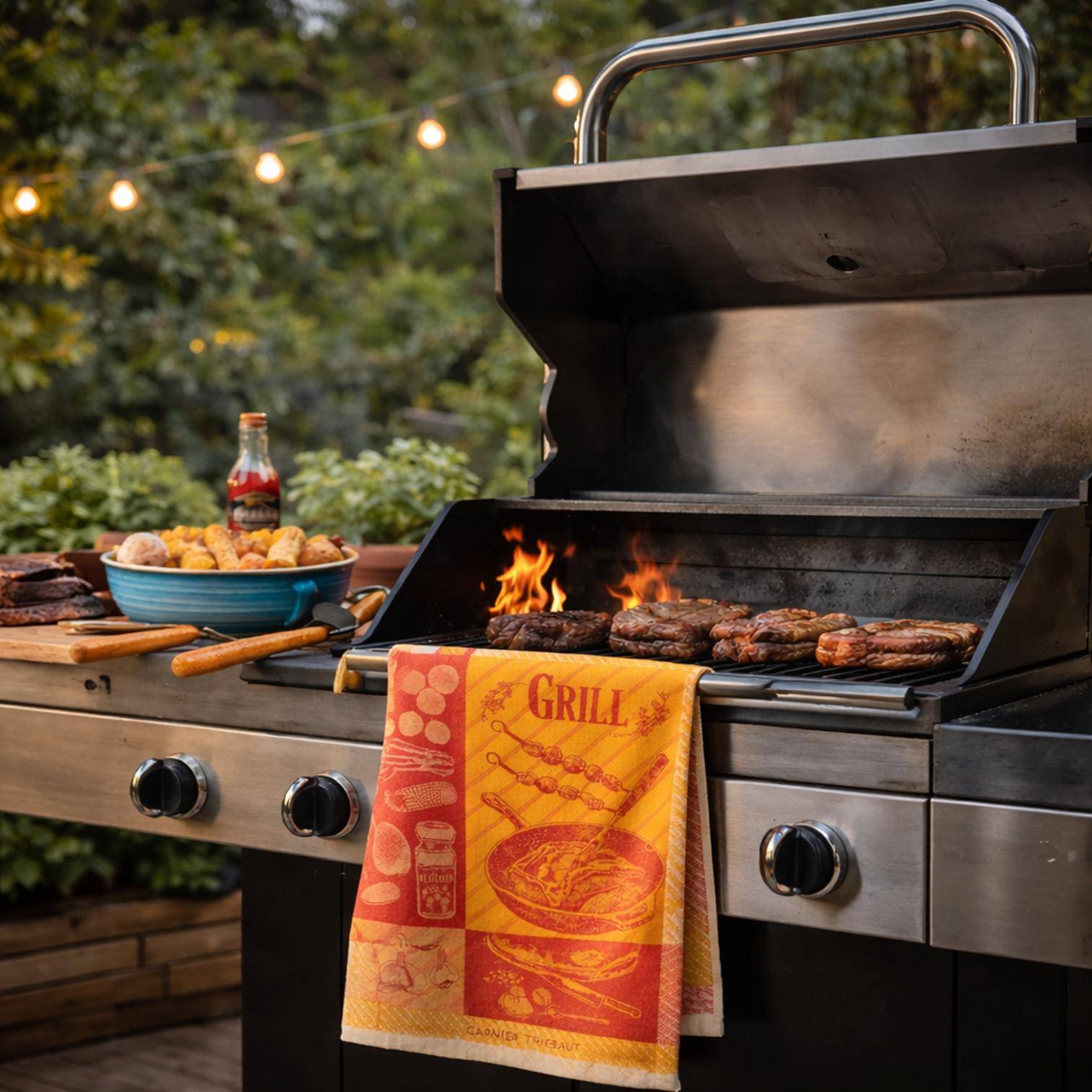 Dekoratives Küchentuch Le Grill Ketchup von Garnier Thiebaut mit BBQ Motiv in Küche