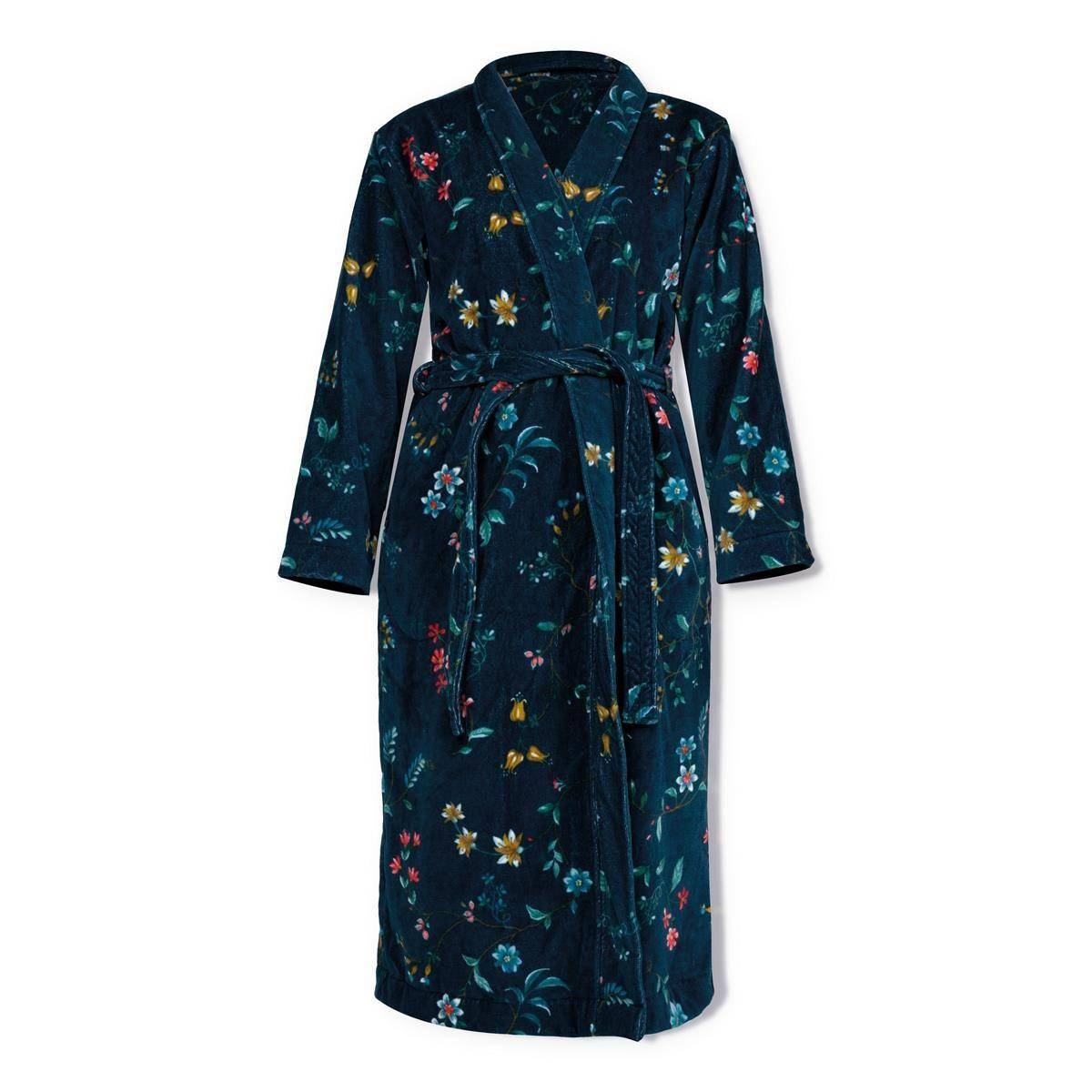 PiP Studio Bademantel Les Fleurs in Dark Blue - Größe L
