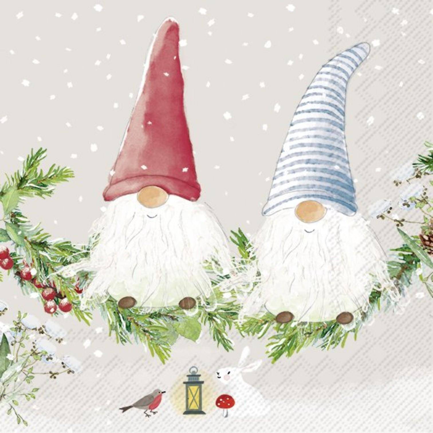 ihr Lunch Servietten Two Little Friends Light Grey 33 x 33 cm