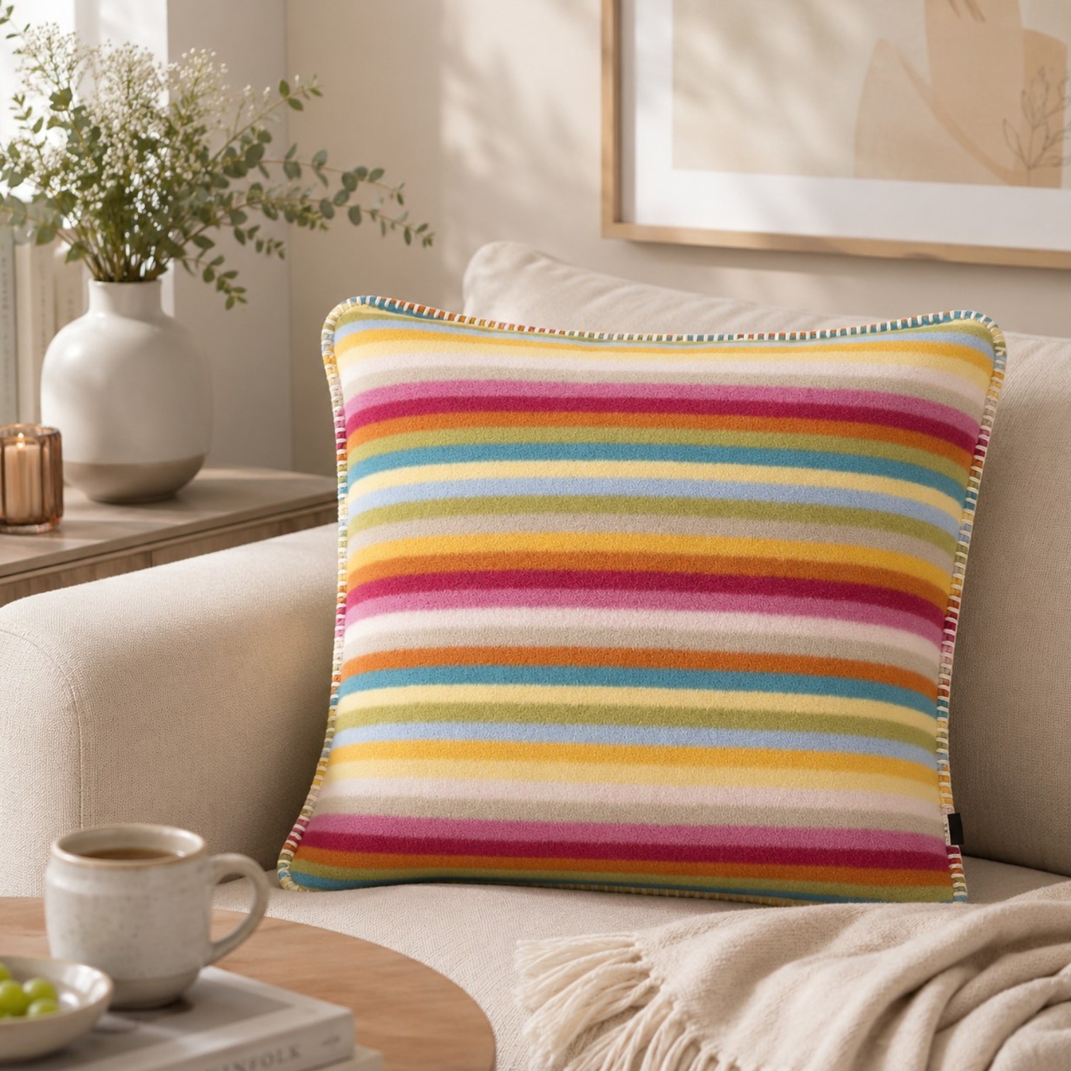 Cawö Kissenhülle Lifestyle Streifen 70080 Multicolor 50 x 50 cm