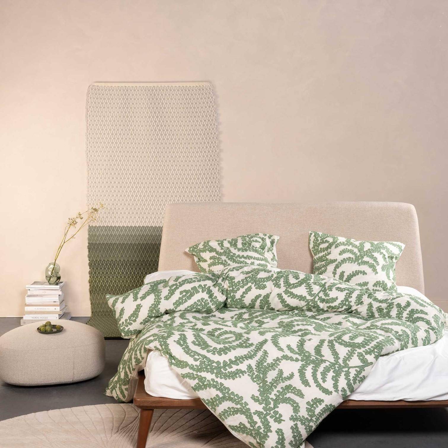 ESSENZA Baumwoll-Bettwäsche Eleria Green 155 x 220 cm + 80 x 80 cm