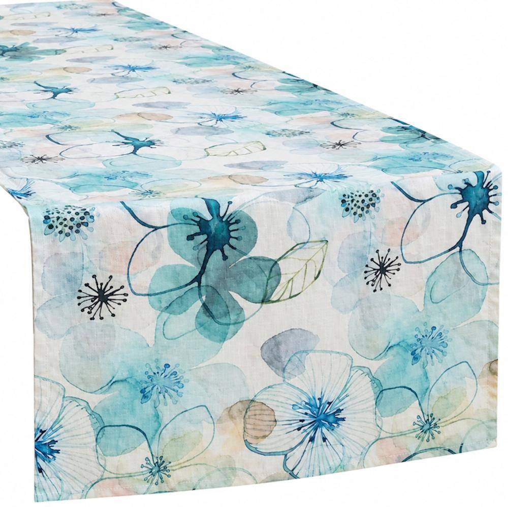 Pichler Tischläufer Waterblossom Lagune 50 x 150 cm