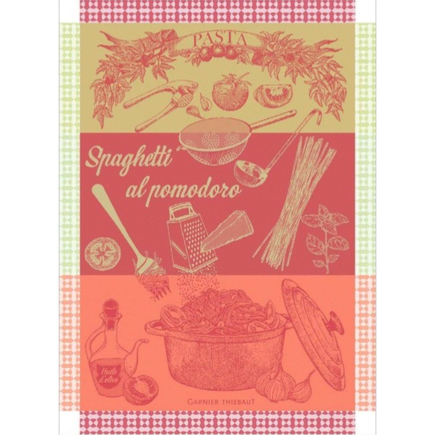 Garnier Thiebaut Geschirrtuch Spaghetti Pomodoro Basilic mit italienischem Pasta Motiv