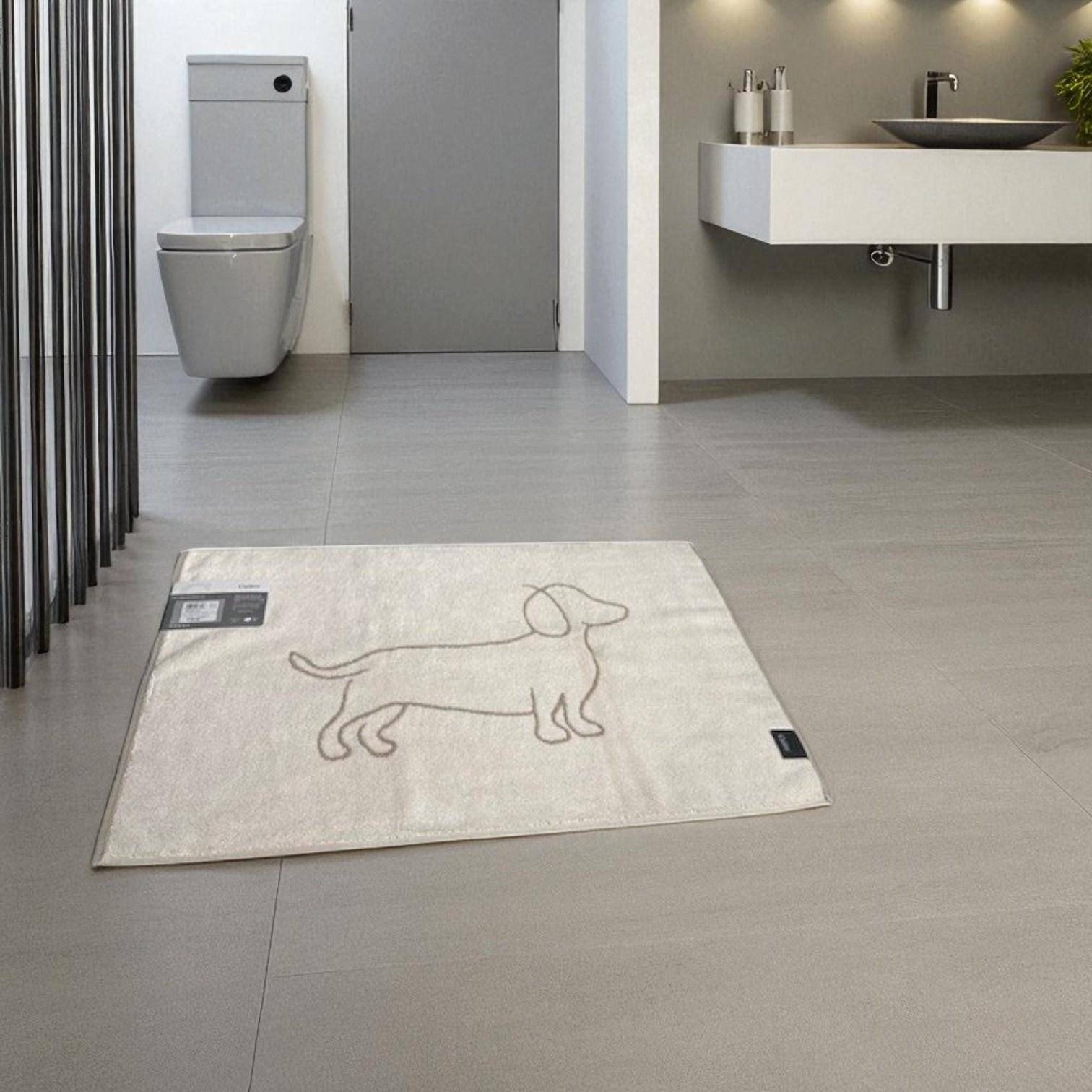 Cawö Frottier-Dusch/Badematte WE LOVE DOGS Dackelsilhouette 6248 Natur/Beige 50 x 80 cm