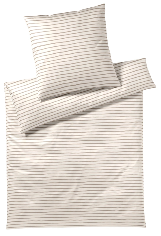 Elegante Mako Satin Bettwäsche Lines Natur 135 x 200 cm
