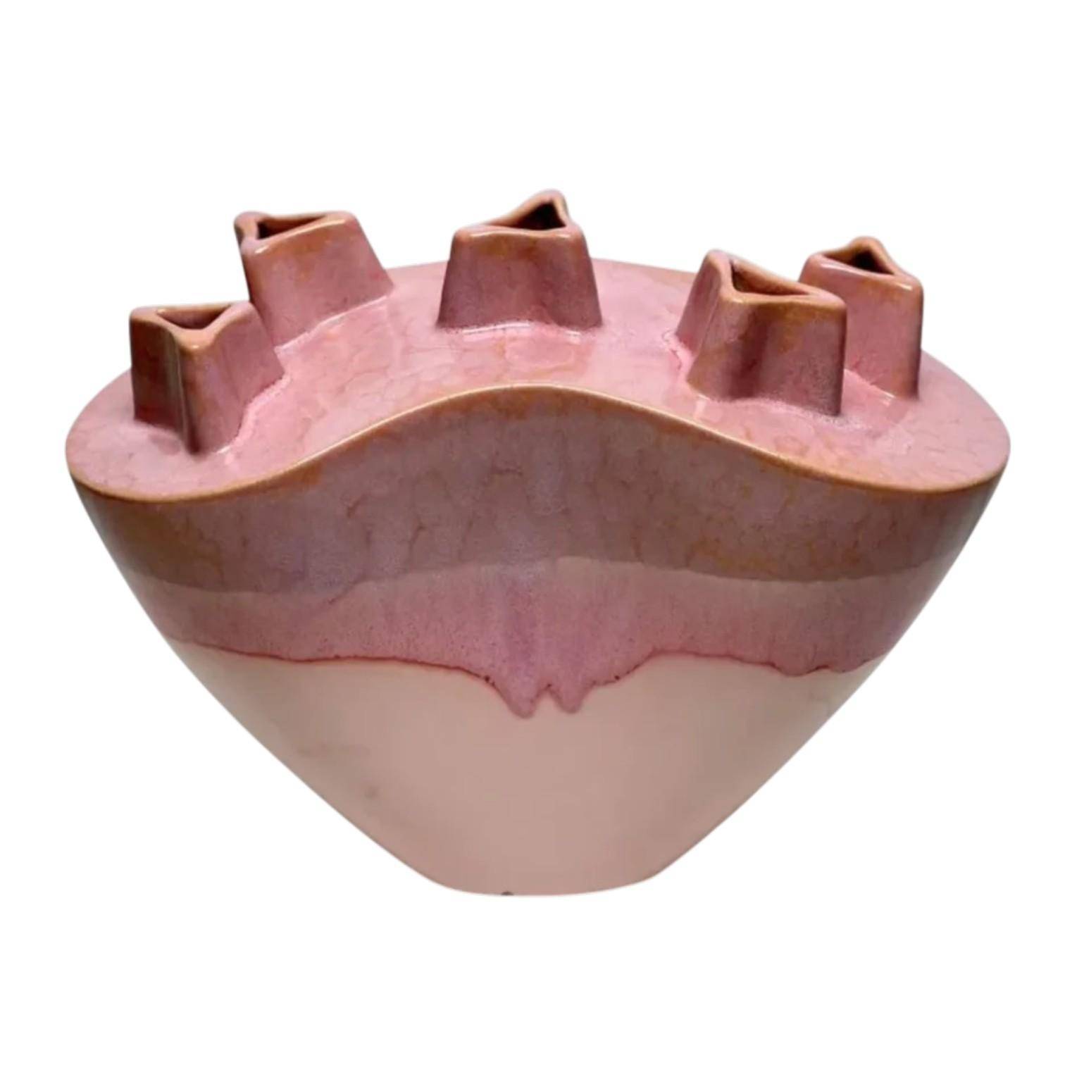  Luimes & Luimes Vase Chimney in Pink  32,5x16x26 cm, Porzellan breite Designvase modern