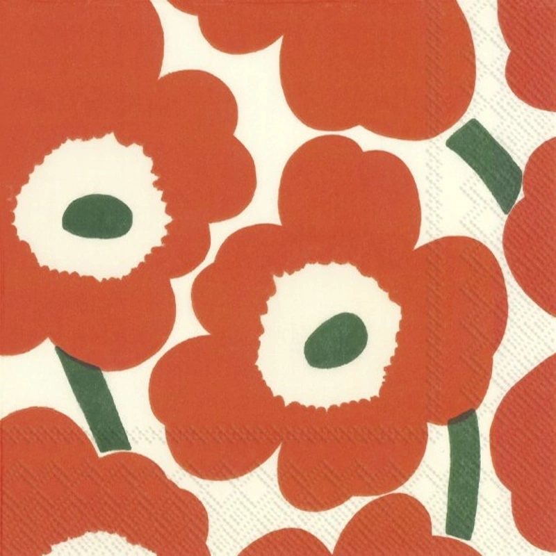 ihr Lunch Servietten Marimekko Unikko Orange Green 33 x 33 cm