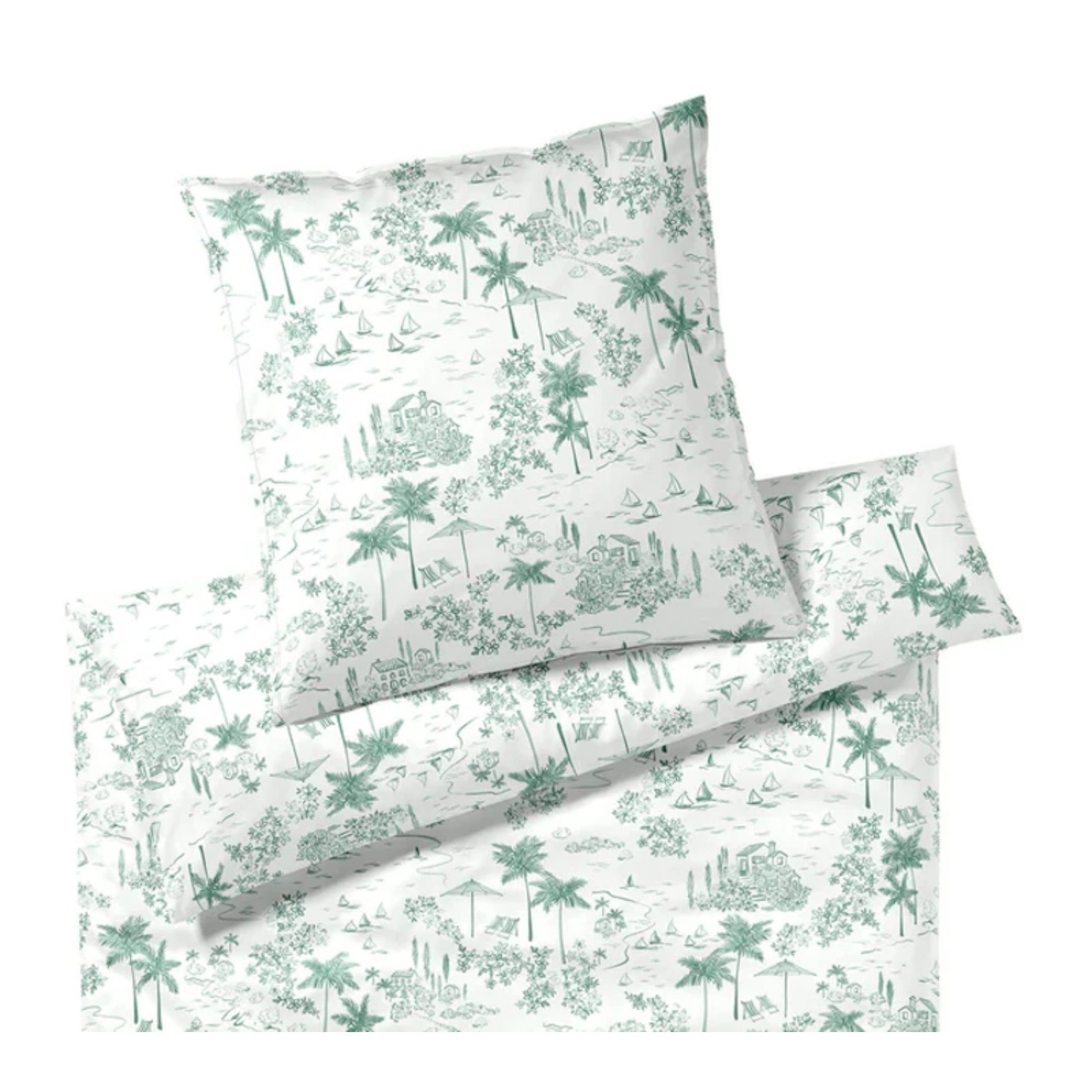 Elegante Comfort Satin Bettwäsche Positano Jade Grün 135 x 200 cm