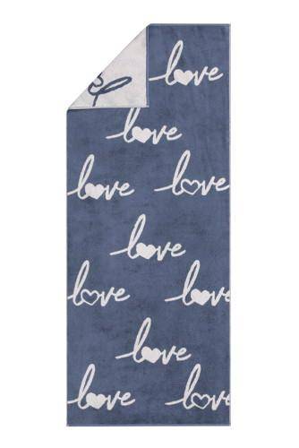 Cawö Frottiertuchserie Campus Love Love Love 835 nachtblau Strandtuch 70 x 180 cm