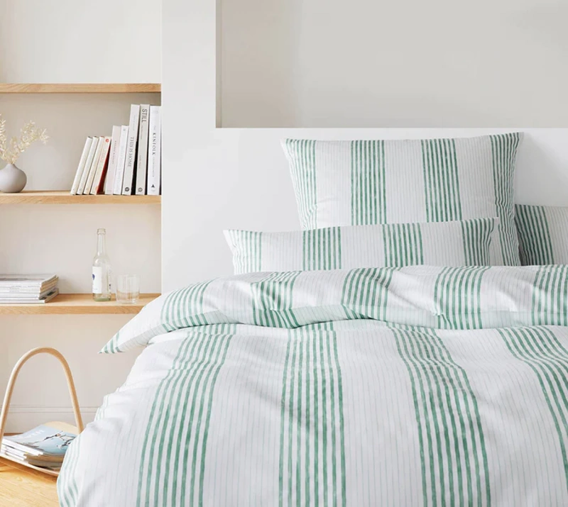 Elegante Comfort Satin Bettwäsche Capri Jade Grün 155 x 220 cm
