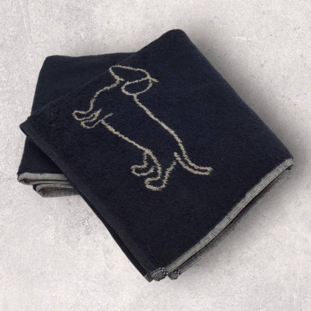 Cawö Frottiertuchserie We love Dogs Dackelsilhouette Schwarz Gästetuch 30 x 50 cm