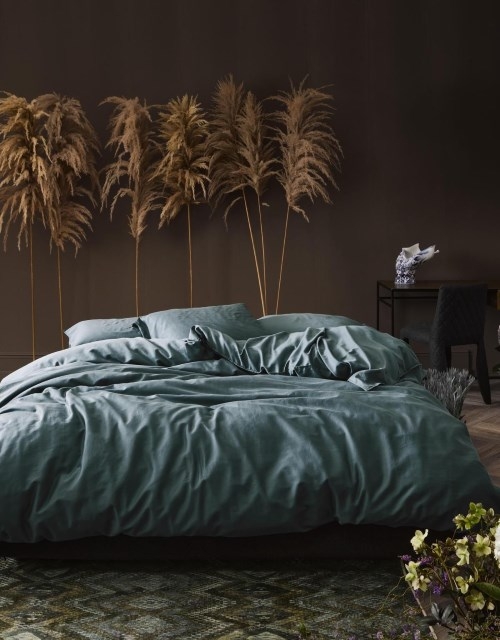 ESSENZA Baumwollsatin Bettwäsche Minte Denim 135 x 200 cm + 80 x 80 cm