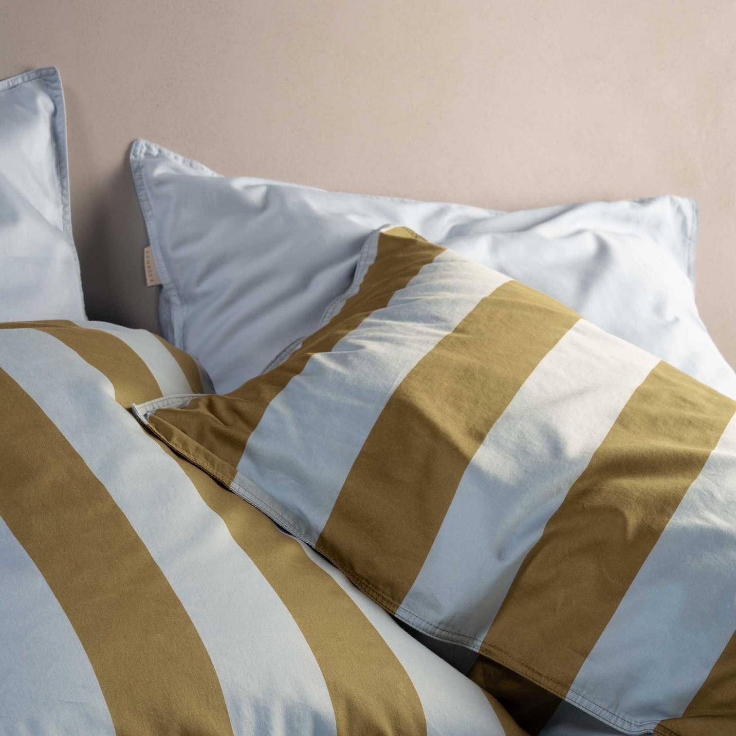 ESSENZA Baumwollsatin Bettwäsche Minte Stripe Cedar Green - Ice Blue 155 x 220 cm + 80 x 80 cm