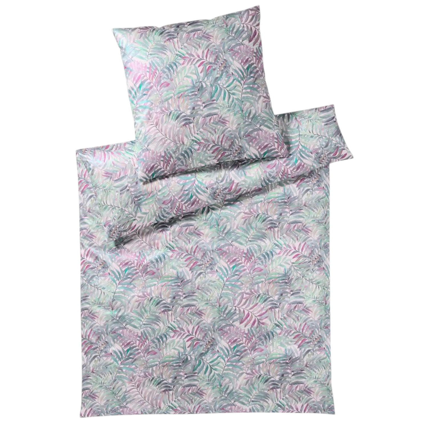 Elegante Comfort Satin Bettwäsche Palm Leaves Pink 200 x 200 cm