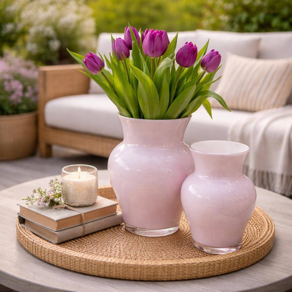 Paul Nagel Vase Viola rosa – dekoratives Milieubild im Garten