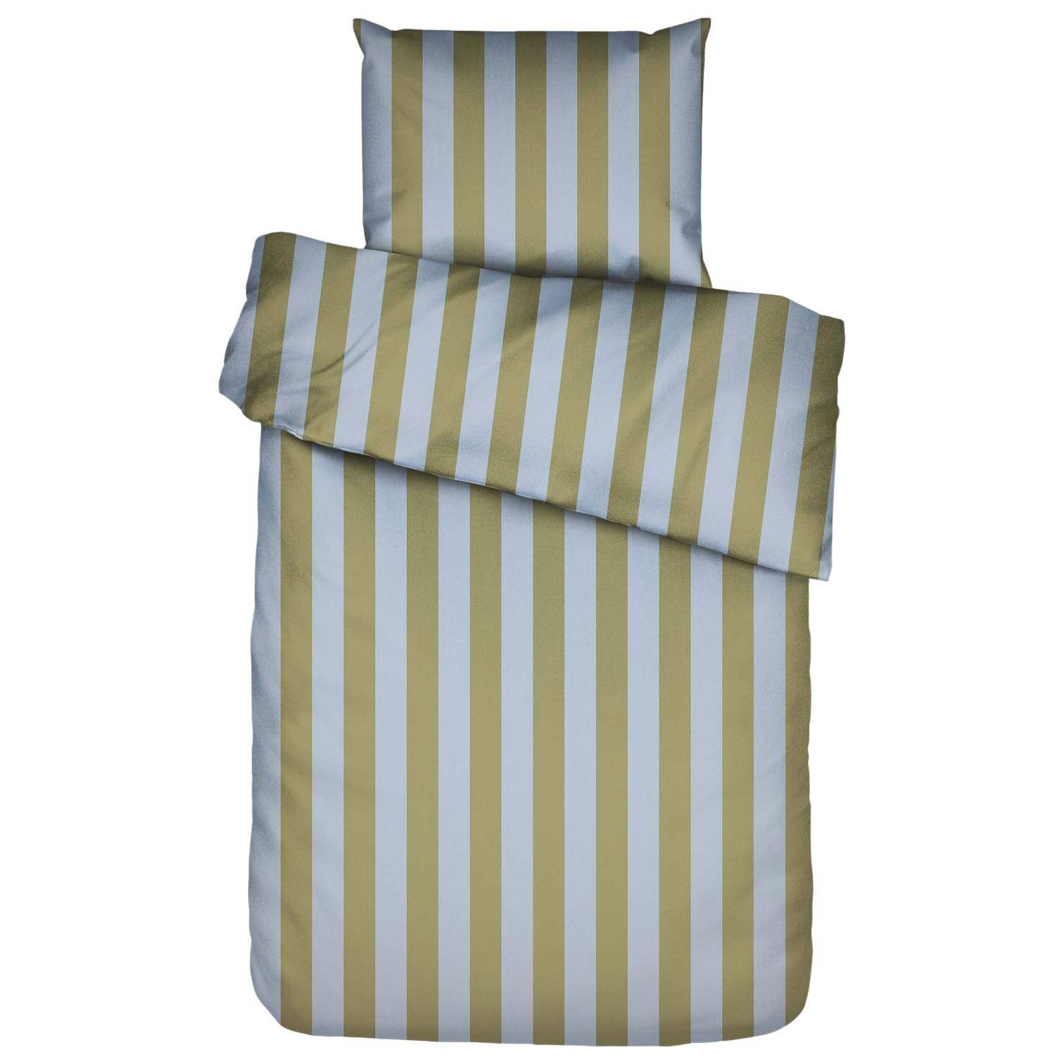 ESSENZA Baumwollsatin Bettwäsche Minte Stripe Cedar Green - Ice Blue 155 x 220 cm + 80 x 80 cm