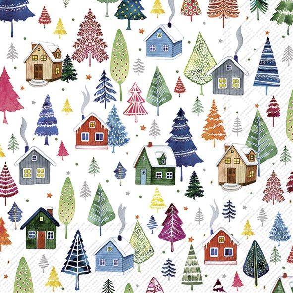 ihr Cocktail Servietten Winter Village 25 x 25 cm
