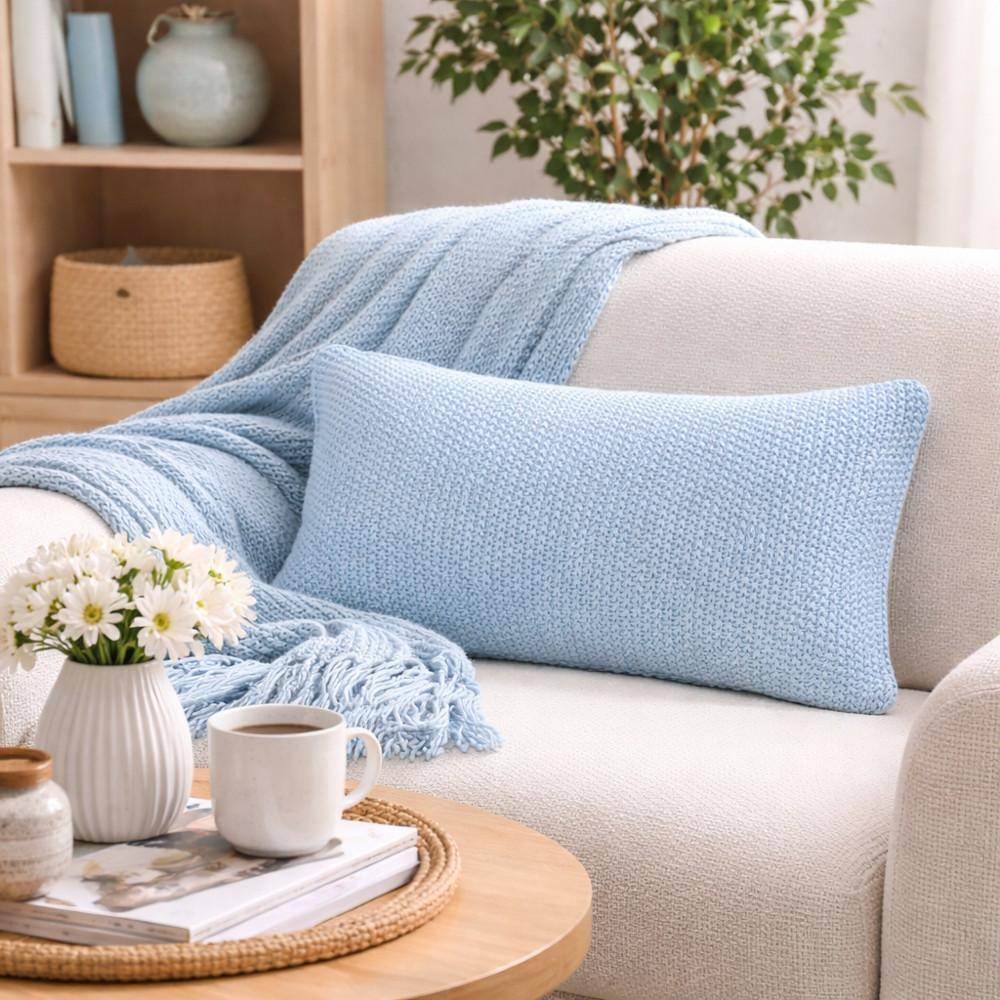 Marc O'Polo Dekokissen Nordic Knit Calm Blue 30 x 60 cm