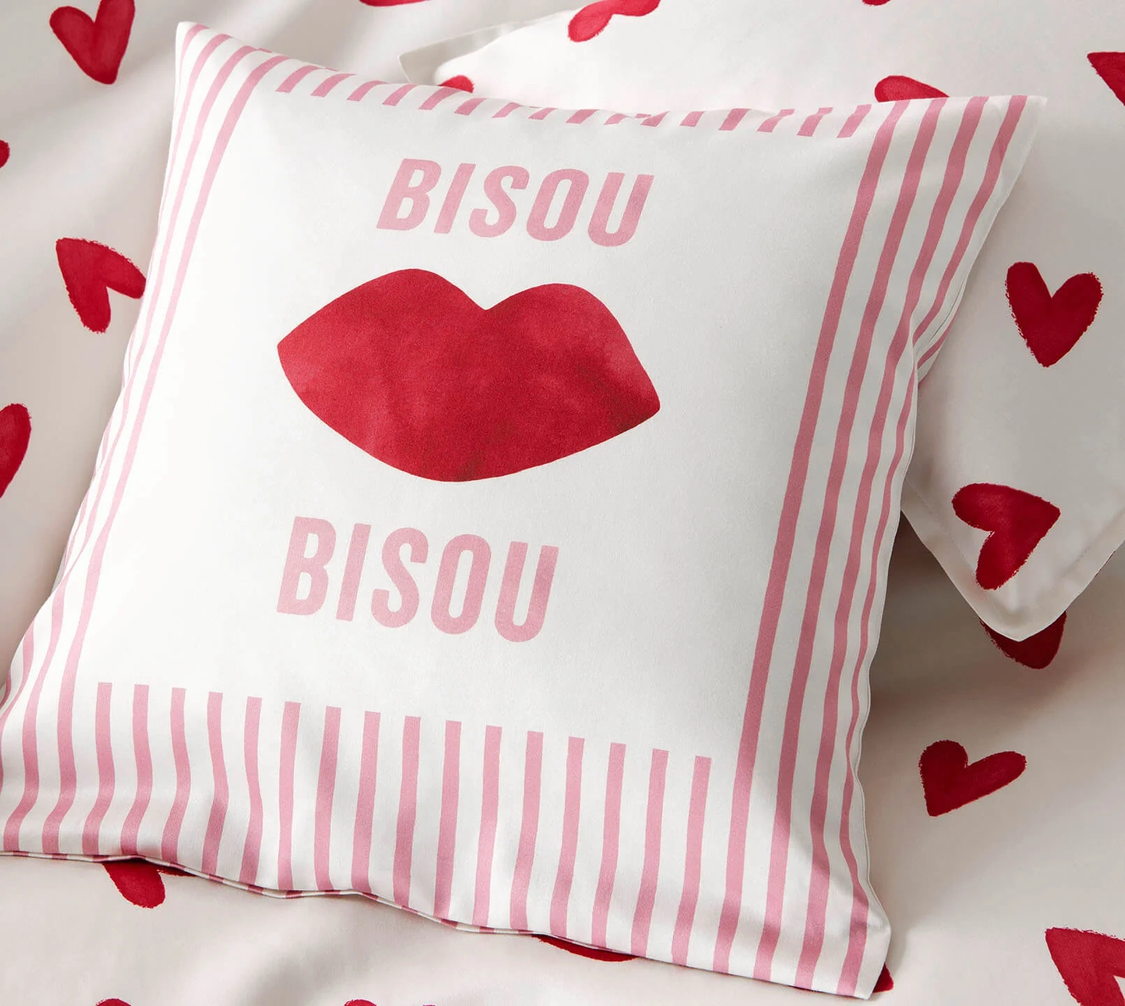 Elegante Kissenhülle Bisou zur Bettwäsche Double/Cherie in Rot 