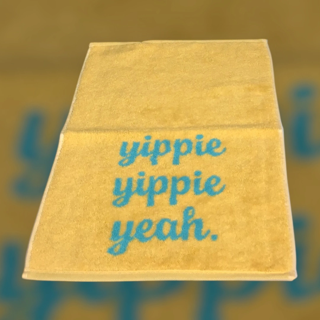 Cawö Frottiertuchserie Postcard Towels Edition " yippie yippie yeah " Gelb/Türkis Gästetuch 30 x 50 cm