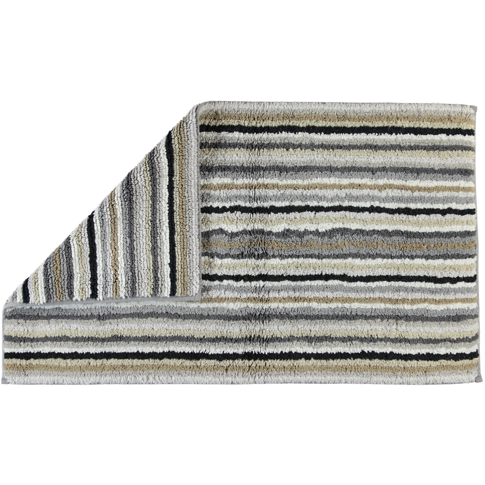 Cawö Lifestyle Streifen Kiesel Col. 37 Wende Badteppich 60 x 100 cm
