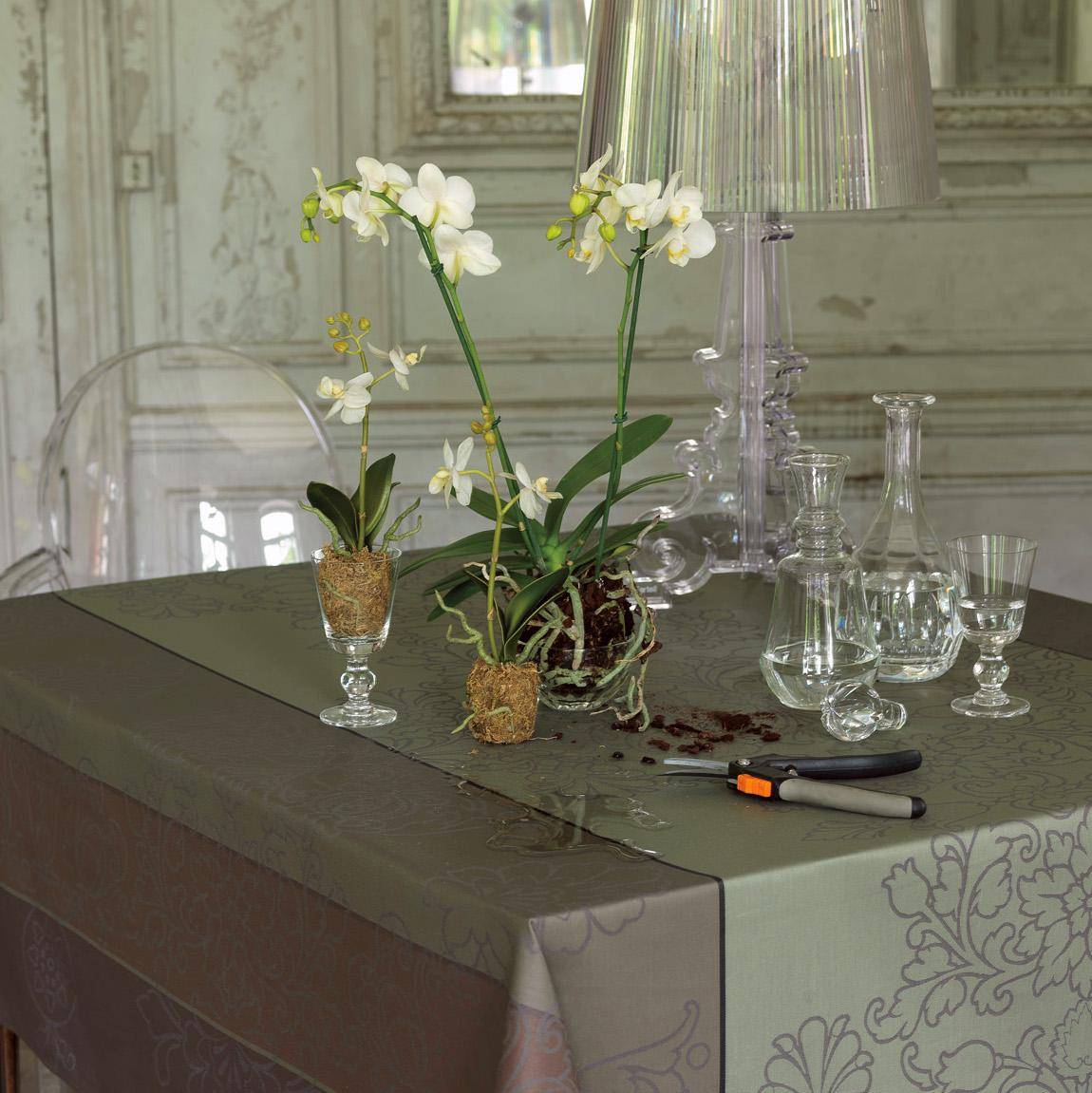 Le Jacquard Francais Tischdecke Villa Toscane Graphite 175 x 250 cm - beschichtet/abwaschbar