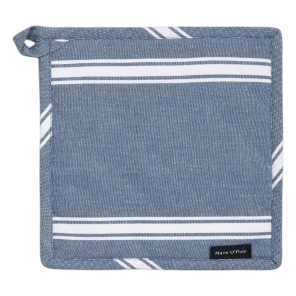 Marc O'Polo Lovon Topflappen Smoke Blue aus Baumwolle mit klassischem Streifendesign in Blau und Weiß
