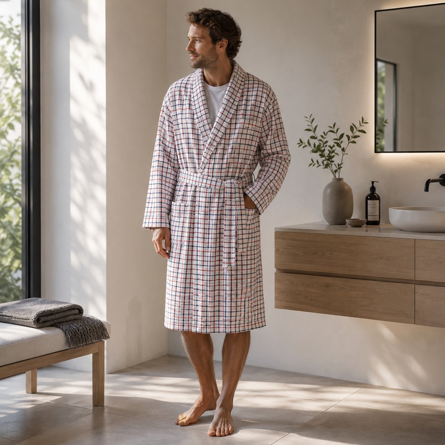 Tommy Hilfiger Bademantel Herren ADRIAN Rot Größe L