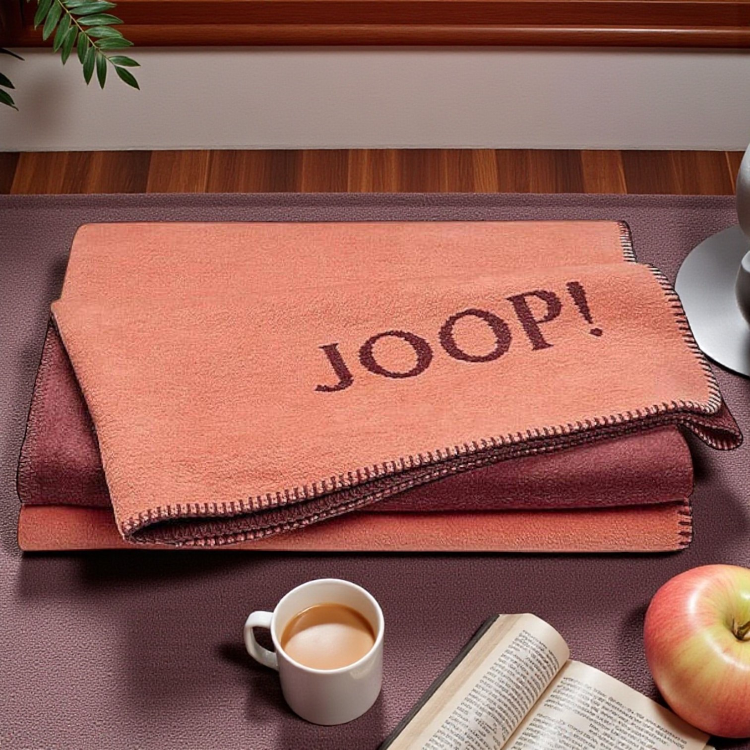 JOOP! Wohndecke Uni-Doubleface Orange - Bordeaux 150 x 200 cm