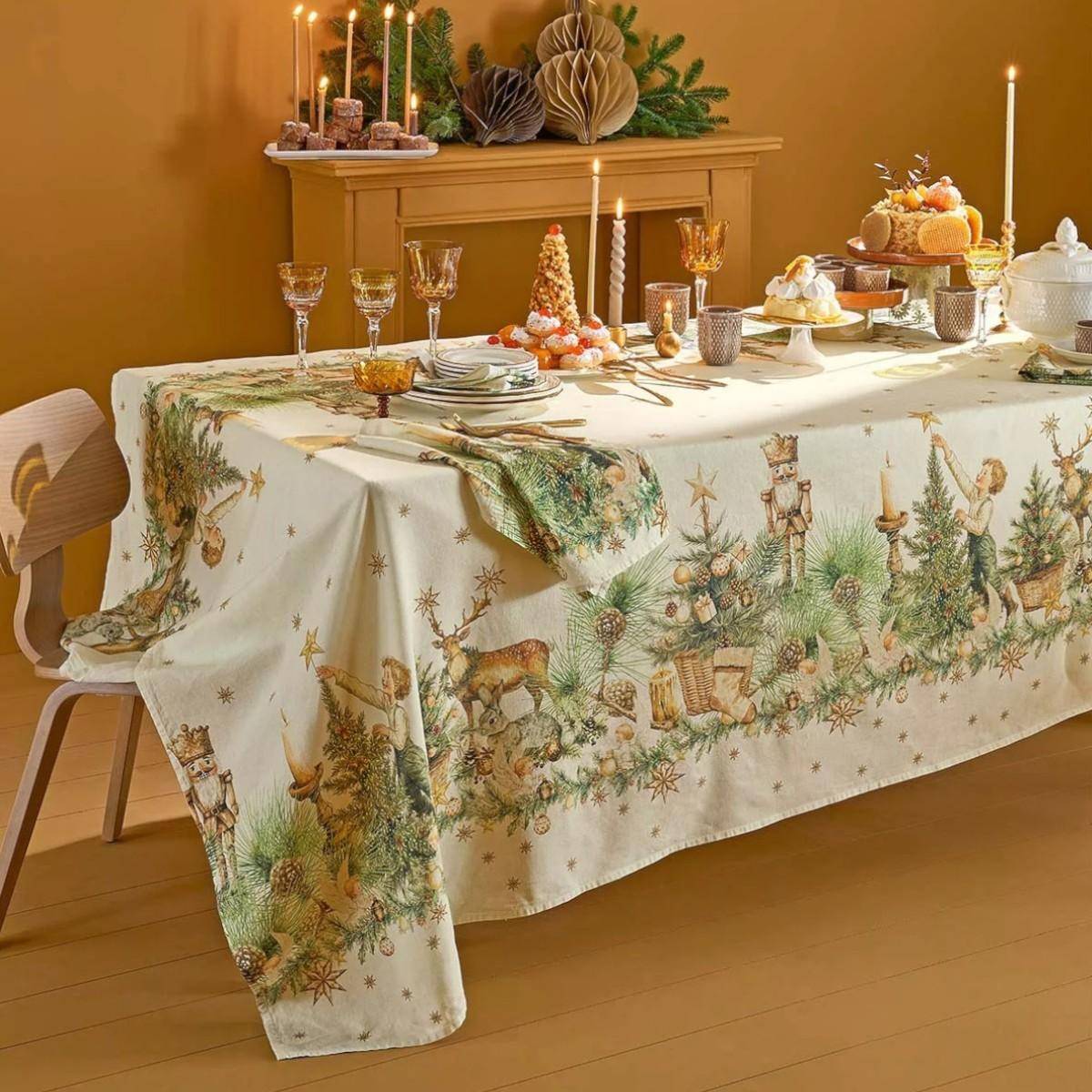 Garnier Thiebaut Serviette Noel vintage dore 45 x 45 cm