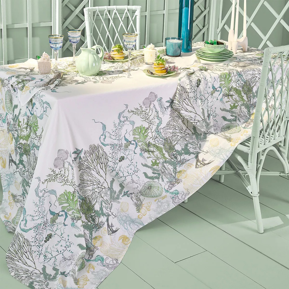 Garnier Thiebaut Tischdecke Balade Marine Verde 155 x 255 cm