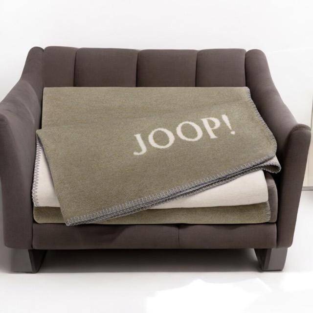 JOOP! Wohndecke Melange Doubleface Oliv - Natur 150 x 200 cm