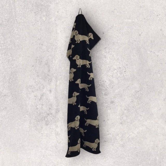 Cawö Frottiertuchserie We love Dogs Dackel Schwarz Handtuch 50 x 100 cm