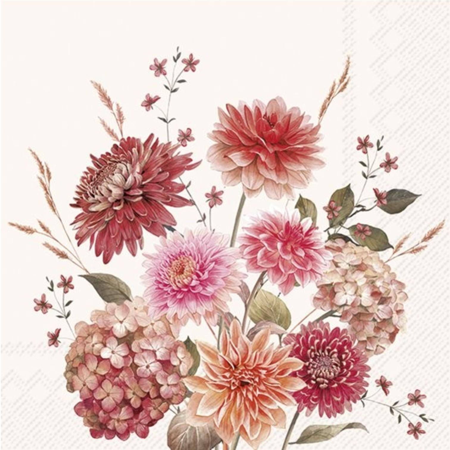 ihr Cocktail Servietten Autumn Bouquet Cream 25 x 25 cm