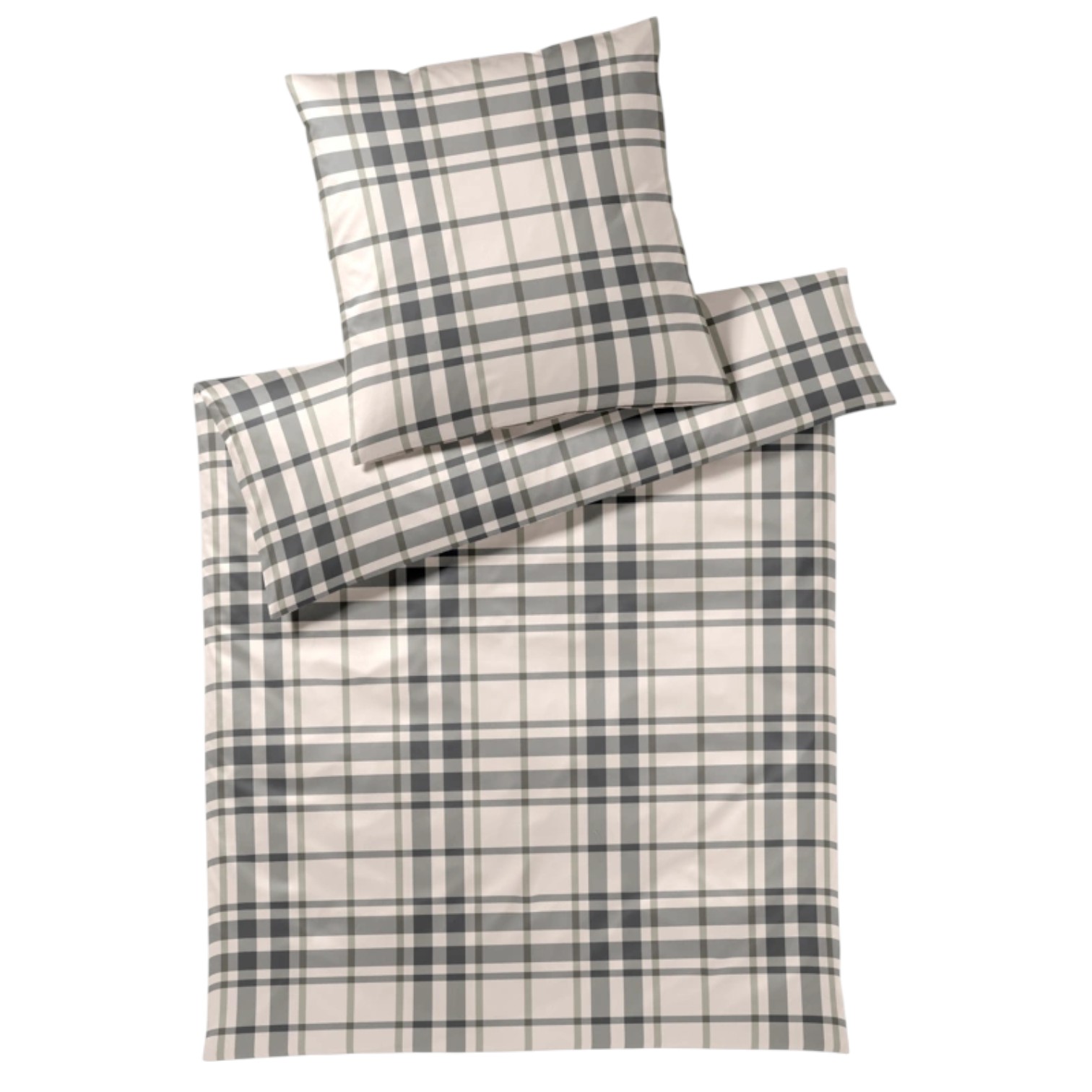 Elegante Flanell Bettwäsche Alpenchic Karo Natur 155 x 220 cm