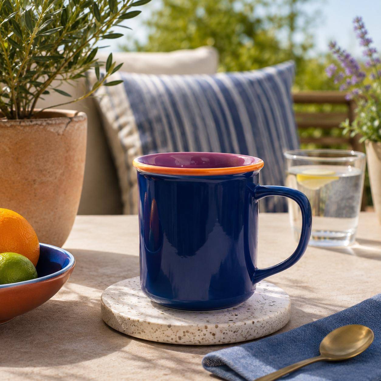 Tranquillo Henkelbecher Colouri Blau/Orange