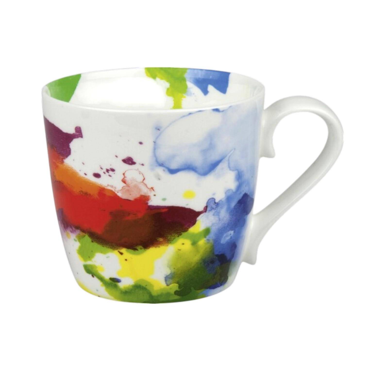 Könitz Bone China Becher ON COLOUR FLOW 450 ml mit buntem Farbverlauf in Blau, Grün, Rot, Gelb und Orange