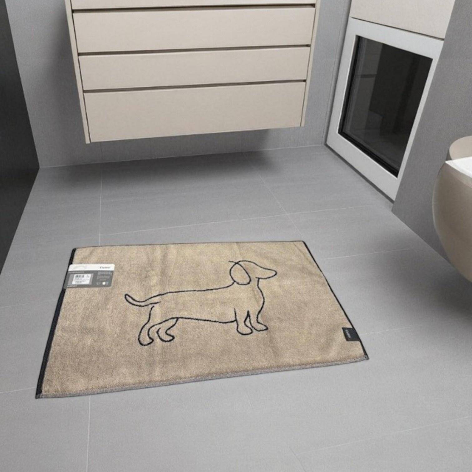 Cawö Frottier-Dusch/Badematte WE LOVE DOGS Dackelsilhouette 6248 Schwarz/Natur 50 x 80 cm