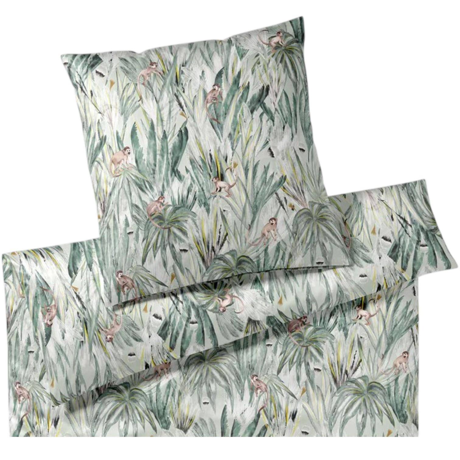 Kissenhülle Monkeys Grün 40x80 cm – Elegante Bambus Satin