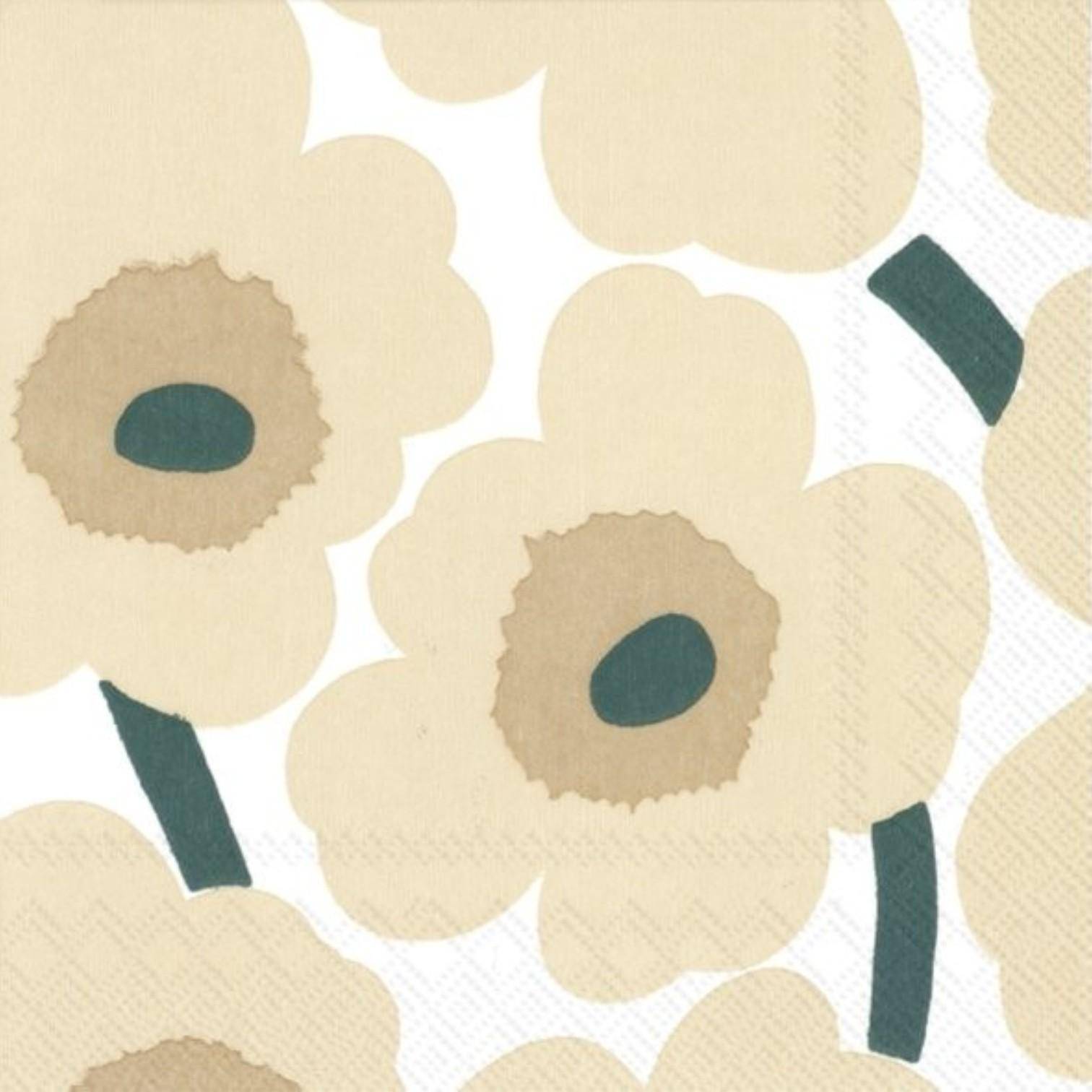 ihr Cocktail Servietten Marimekko Unikko Linen Green 25 x 25 cm
